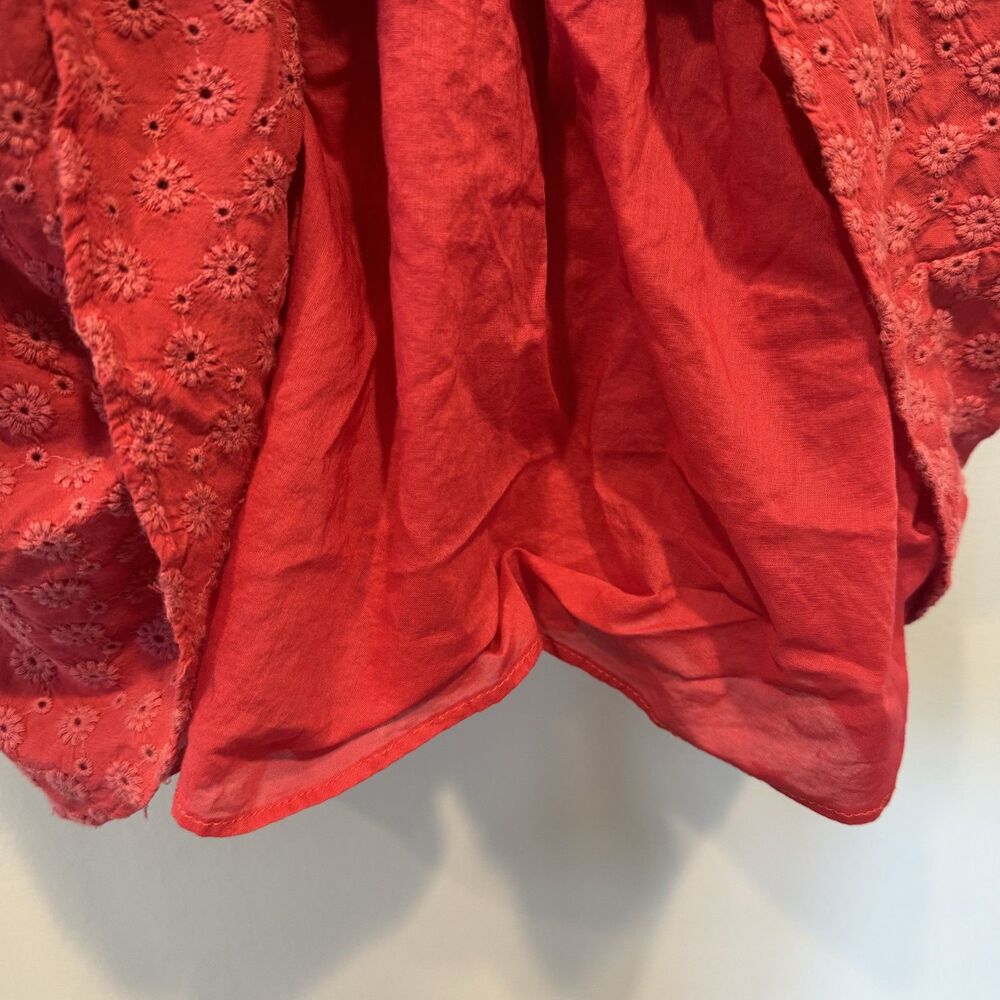 Madewell Eyelet Lucie Smocked Mini Dress Red Picnic Brunch Vacation Women Small - Picture 10 of 10